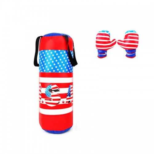 Children Boxing Toy Set Champion Punching Bag and Pair of Soft Padded Gloves UAS Flag Sports Physical Training Game