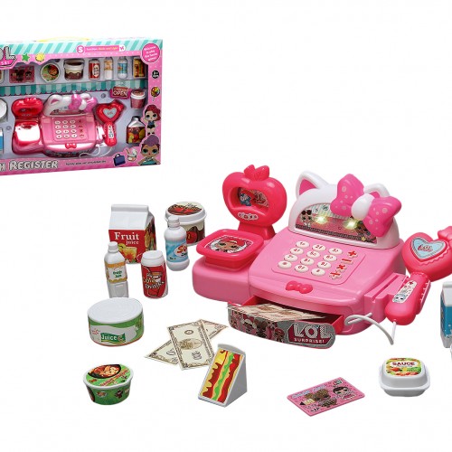 Pretend Play Pink Calculator Minnie Cash Register Toy with Realistic Cashier Functions and Accessories